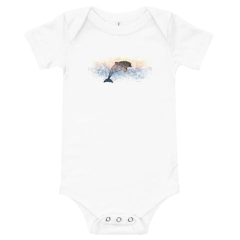 Happy Dolphin one-piece baby short-sleeve shirt